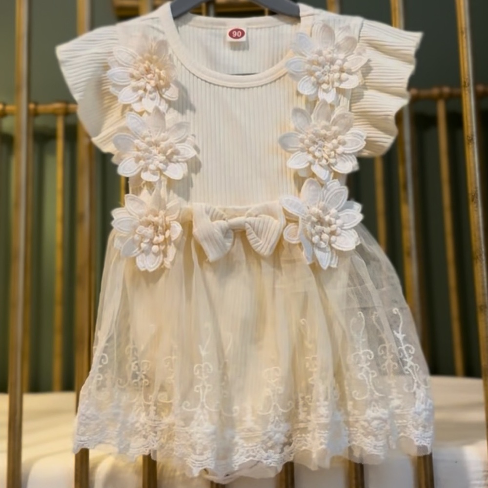 Cream Floral Baby Dress 12-18m